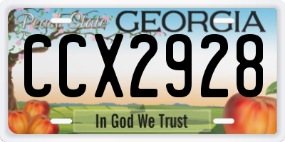 GA license plate CCX2928