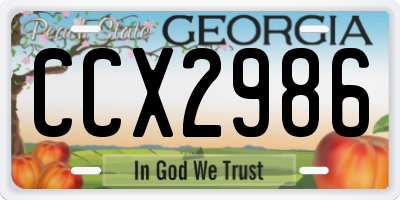 GA license plate CCX2986