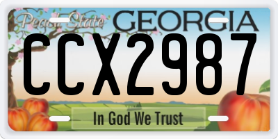 GA license plate CCX2987