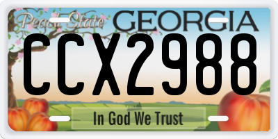 GA license plate CCX2988