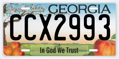 GA license plate CCX2993