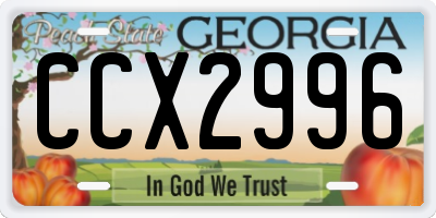 GA license plate CCX2996