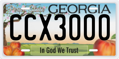 GA license plate CCX3000