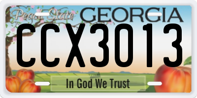 GA license plate CCX3013