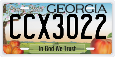 GA license plate CCX3022