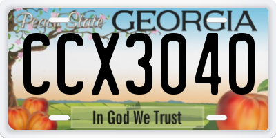GA license plate CCX3040