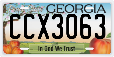 GA license plate CCX3063