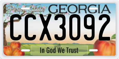 GA license plate CCX3092