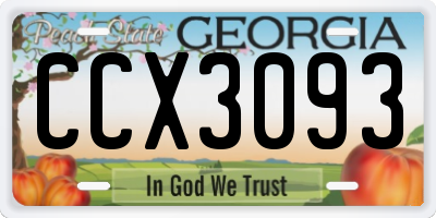 GA license plate CCX3093