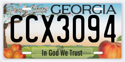 GA license plate CCX3094
