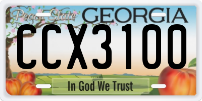GA license plate CCX3100