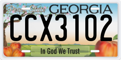 GA license plate CCX3102