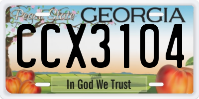 GA license plate CCX3104