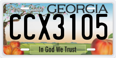 GA license plate CCX3105