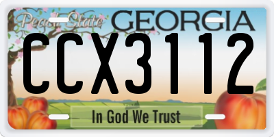 GA license plate CCX3112