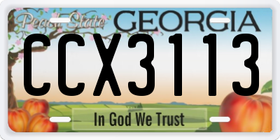 GA license plate CCX3113