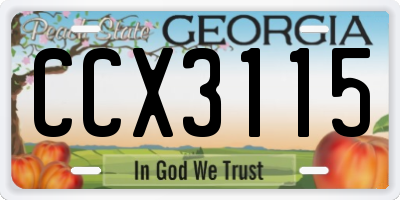 GA license plate CCX3115