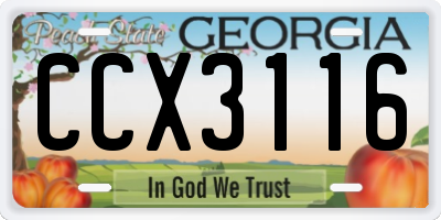 GA license plate CCX3116
