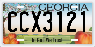 GA license plate CCX3121