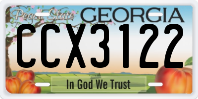 GA license plate CCX3122