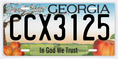 GA license plate CCX3125