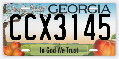 GA license plate CCX3145