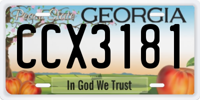 GA license plate CCX3181