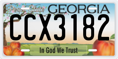GA license plate CCX3182