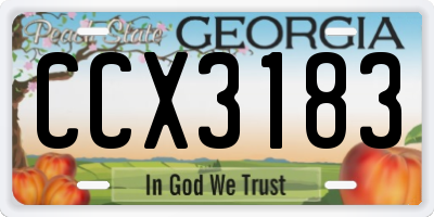 GA license plate CCX3183