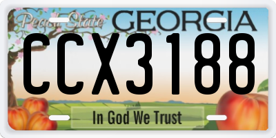 GA license plate CCX3188