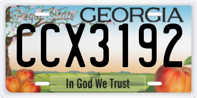 GA license plate CCX3192