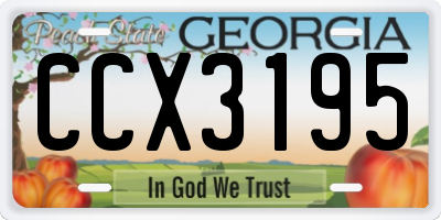 GA license plate CCX3195