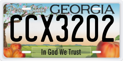 GA license plate CCX3202
