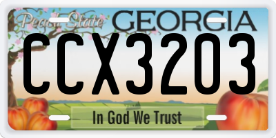 GA license plate CCX3203
