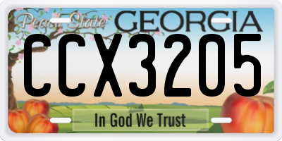 GA license plate CCX3205