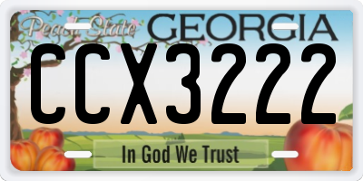 GA license plate CCX3222