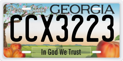 GA license plate CCX3223