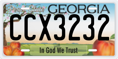 GA license plate CCX3232