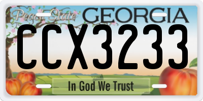 GA license plate CCX3233