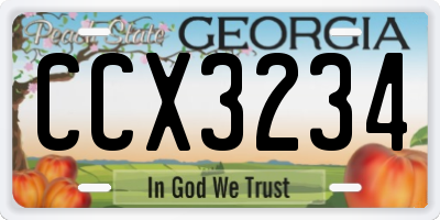 GA license plate CCX3234