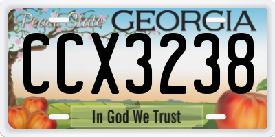 GA license plate CCX3238