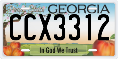 GA license plate CCX3312
