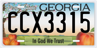 GA license plate CCX3315