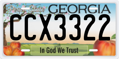 GA license plate CCX3322