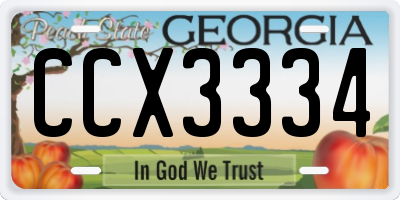 GA license plate CCX3334
