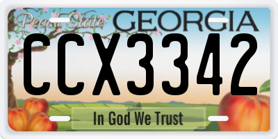 GA license plate CCX3342