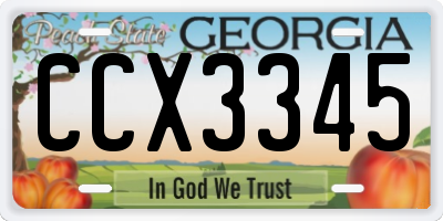GA license plate CCX3345