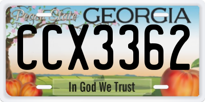 GA license plate CCX3362