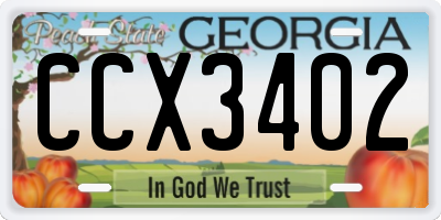 GA license plate CCX3402