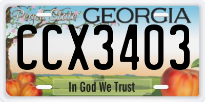 GA license plate CCX3403